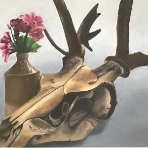 painting of a deers skull