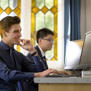 student using a computer