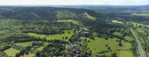 An aerial view of the countryside