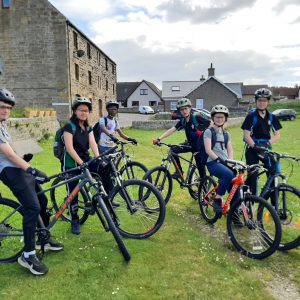 students on bikes