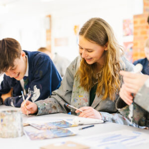students doing art